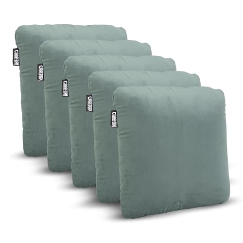 Image of CareFoam Memory Foam Square Cushion for Car, Sofa /Diwan, Bed, Chair & Decoration | Highly Durable, Hypoallergenic | 14 inchx 14 inch x 4 inch | Velvet Cover | Green, Pack of 5