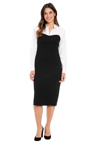 London Times Women's Mixed Media Sweetheart Sheath Dress