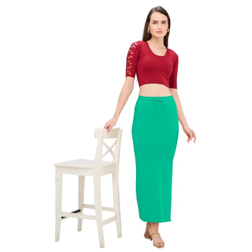 Image of DESI GIRL Cotton Lycra Stretchable Saree Shapewear Petticoat with Drawstring for Women | Fishcut Saree Petticoat with Side Slit for Easy Movement | Saree Shaper | Long inskirt