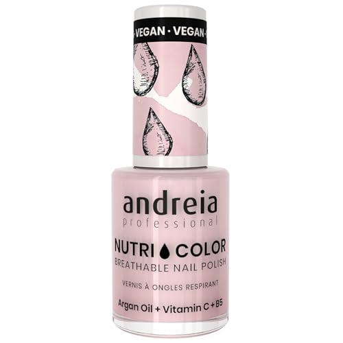 Andreia Professional NutriColor - Vernis à Ongles Respirant Vegan - Couleur NC28 Rose Pâle d'Andreia 10.5ml - Nail Art DIY, Vegan et Non Testé sur les Animaux, Soin + Couleur en une Étape