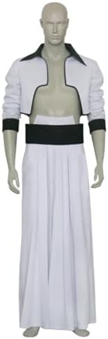 White Anime Warrior Cosplay Costume for Men Women Japanese Animation Villain Uniform Set with Hakama Pants and Black belt image 5