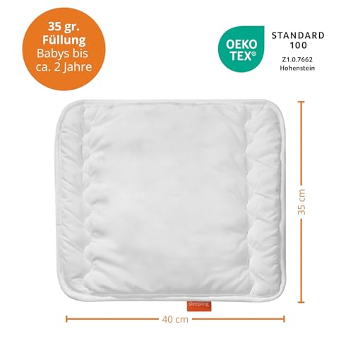 sleepling flaches Kopfkissen Babys & Kinder 35x40cm, Flachkissen, Babykissen, Babykopfkissen, Kinderkopfkissen, Kinderzimmer Kissen 35 x 40 cm, Kinderkissen, Made in EU, OEKO-Tex, waschbar bis 60 Grad