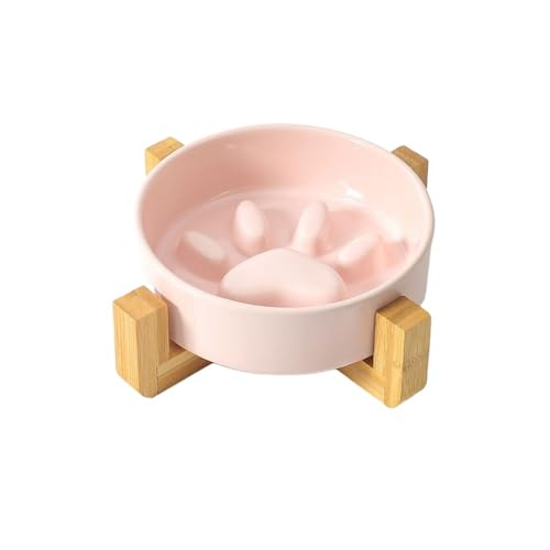 Vlwm 早食い防止ボウル スタンド付き 滑り止め 犬 食器 嘔吐防止 犬 ご飯台 首負担軽減 犬 餌入れ 陶器製 フードボウル 犬 大容量 陶器製早食い防止皿 ローズ 早食い防止 犬 えさ入れ 高さ傾斜 犬食器の台 小型犬 中型犬 大型犬 (さくらパウダ