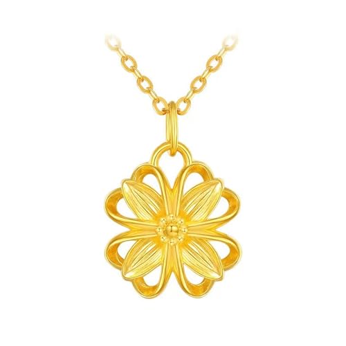 Collier en Or 24 carats pour femme avec pendentif fleur d'exception