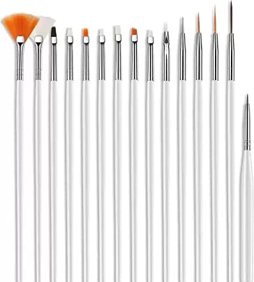 cosmetics nail art brushes set of 15 pieces (white)-image-35