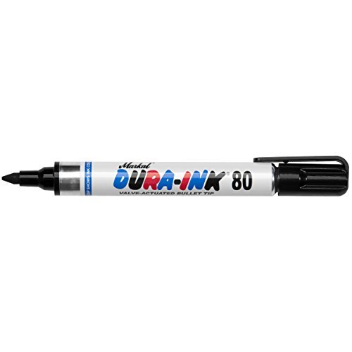 Markal 96923 Dura-Ink 80 Valve-Actuated Permanent Ink Marker with 1/8" Tapered Bullet Tip, Black (Pack of 12)