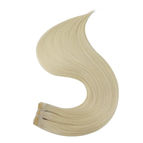 Image of Full Shine Weft Hair Extensions Human Hair, Platinum Blonde 10 Inch 50G | Remy Straight Hair, Sew In Weft Extensions, Real Human Hair, Daily Wear For Women