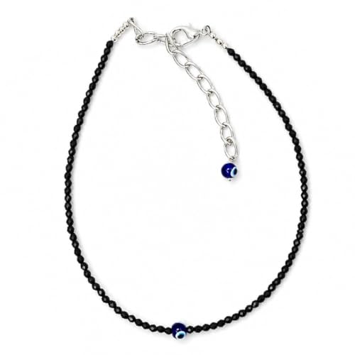 Image of Raw Pyrite, Money Magnet, Dhanyog, Garnet, Black Obsidian Evil Eye Anklet | Stone of Money, Protection & Power | Natural Healing Crystal Anklet for Women | Spiritual Jewellery for Women | Gift for Woman & Girlfriend
