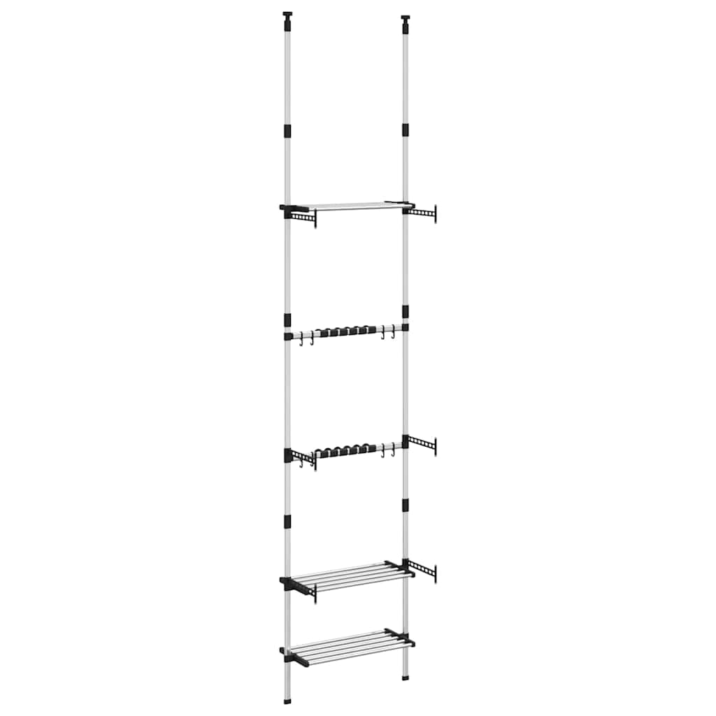 Teleskop-Gartenregal aus Aluminium mit 3 Ebenen, silberfarben