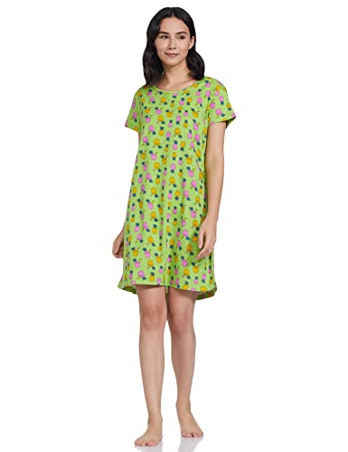 Image of Longies Women's Knee Length Knit Cotton Nighty Regular Nightgown (LGLKNWWV001 Lime Green013 2XL)