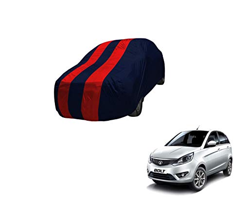 Image of Auto Hub Car Cover Compatible with Tata Bolt with Mirror Pocket,Triple Stitched, Weather Proof, Bolt Car Cover- Navy-Red