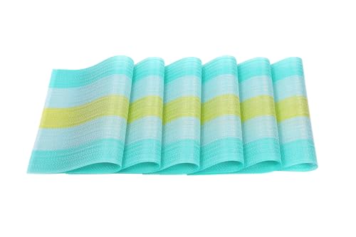 Image of Woven PVC Vinyl Dining Table Placemats - Heat Resistant, Washable & Stain Resistant | Stylish Table Mats for Home, Kitchen, Restaurant & Gifting (Pack of 4,Arctic Blue)