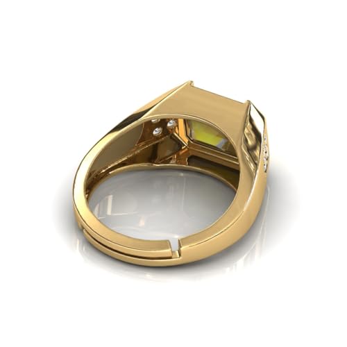 7.25 Ct Included Yellow Sapphire Solitaire Ring,925 Silver 14K yellow Gold Plated Natural Yellow Sapphire Classic Ring for Anniversary Emerald Shape Gemstone Ring Christmas Gift2