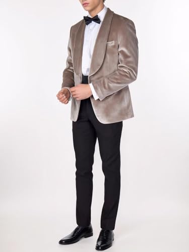 Mens Velvet Blazer One Button Slim Fit Solid Fashion Suit Jacket Sport Coat for Wedding Prom Dinner Party2