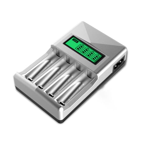 SHINEOFI Caricabatterie Rapido Slot per Batterie Aa e Aaa con Display Digitale USB Compatibile con Batterie Ricaricabili e Carica Trickle per Maggiore
