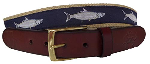 Nautical Tarpon Fish Style Leather Style Belt, Ribbon Belt, Webbing Belt, Tarpon Fish Belt