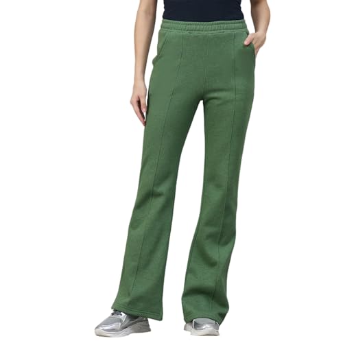Image of 98 Degree North Women Flared Fleece Track Pants-GL1315-ALMOND