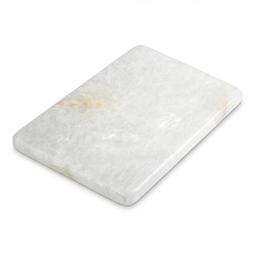 Tabla de corte de cuarzo blanco natural - 30,0 cm x 20,1 cm x 1,8 cm, tabla de piedra translúcida para repostería y chocolate, elegante tabla para queso y bandeja de servicio, regalo único para inauguración de hogar miniatura 1