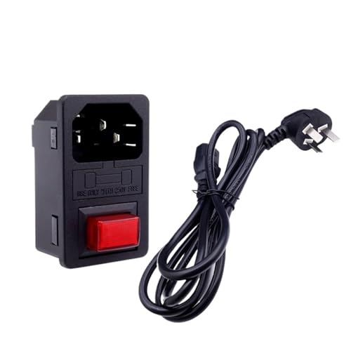 Prise de courant AC 15A avec interrupteur rouge fusible et câble d'alimentation 3 broches 1.5m