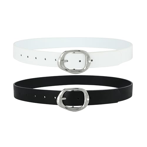 HOTWILL Women Belts for Jeans Pants Dresses Ladies Fashion Faux Leather Waist Belt with Gold Buckle