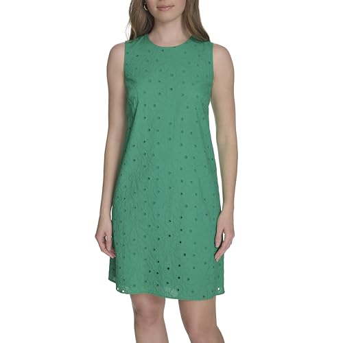 Image of Tommy Hilfiger Women's Sleeveless Meadow Eyelet Shift Dress