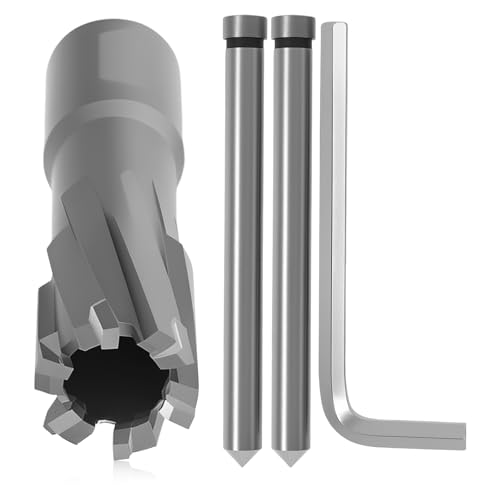 Annular Cutter for Most Drill Presses High Hardness Steel Annular Drill Bit with Pilot Pins Wrench for Cutting Stainless Steel Iron..(Silver,1 Set)