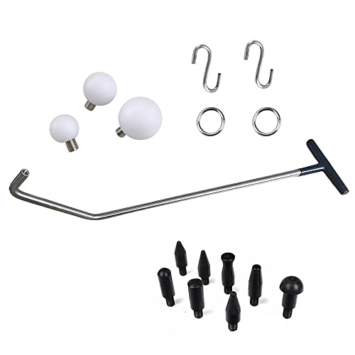 Image of Paintless Dent Removal Rods Kit(16 Pieces), Double Twisted Interchangeable Tip Rod-1 /2'' Diameter(12mm) with S Hook,Dent Repair Tool for Car Body Dent Damage Repair