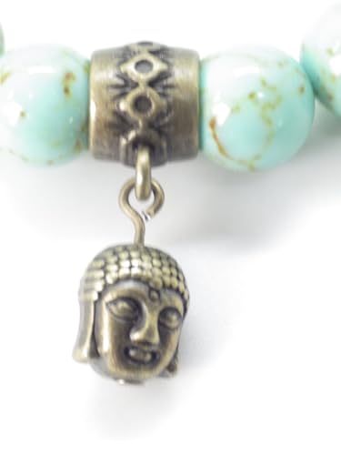 Bracelet turquoise reconstituée bouddha cadeau artisanal idéal - 3