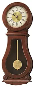 Seiko Circular and Classic Wall Clock with Pendulum and Chime, Brown