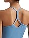 AugIris Y Back Maternity Tank Top for Women Double Lined Ruched Pregnancy Spaghetti Strap Cami Sleeveless Crew Neck Yoga Top Blue Gray