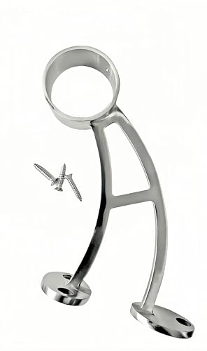 Stainless Steel 304 Bar & Floor Mount Combination Foot Rail Bracket ,Fits 50.8mm/2inch OD Bar Foot Rail Tubing Furniture Hardware with Screws (Sliver, 1Pack)