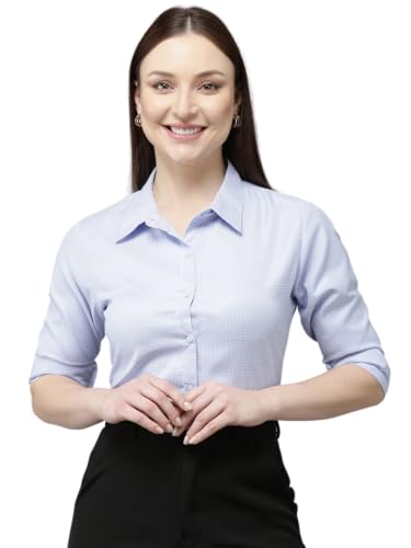 Chemise bleue et blanche en coton mélangé pour femme Style Quotient