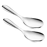 TOPBATHY 2 Stück Reislöffel Aus Edelstahl Geschlitzt Rühren Vielseitig Kochen Herstellung Poliert Groß Reisschaufel Löffelpaddel Reisspatel Löffel Für Reisbällchen Silver 401 Edelstahl
