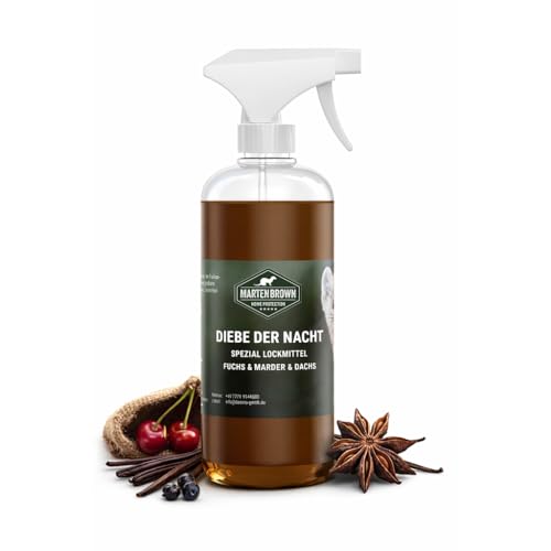 Martenbrown® Diebe der Nacht Lockmittel Spray für Marder, Fuchs, Dachs, Waschbären Duftstoff Lockstoff für Fallen Marderlockmittel für Lebendfallen Marderfalle 500ml