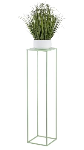 HowHomely Soporte para flores de metal verde azulado 100 cm de alto - Taburete para plantas sólido y robusto de metal - Soporte para plantas para la decoración en la sala de estar, dormitorio u
