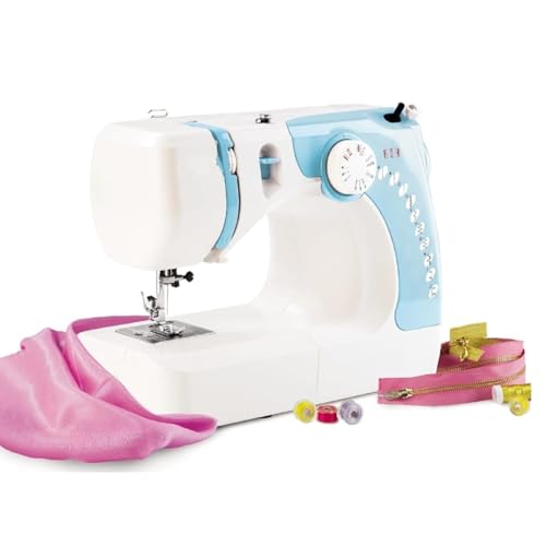 Image of Mini Electric Sewing Machine for Home Use - Portable Multi-Stitch Sewing Machine with Foot Pedal, Built-in Light, Reverse Stitch Clothes Repair (CLM)