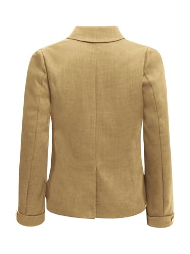 easyforever Kids Girls Blazer Jacket Solid Button Down Long Sleeve Lapel Formal Suit Coat School Uniform Dress Tops4