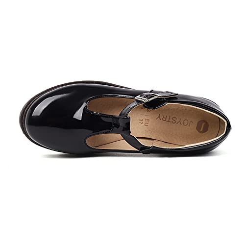 Mary Jane Shoes for Women Girls, Black Platform Mary Janes Chunky Heel Kawaii Lolita School Shoes3