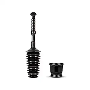 Master Plunger MP500-B3 Heavy Duty Bathroom Toilet Plunger Kit with Short Bucket/Caddy. Equipped with Air Release Valve, Black