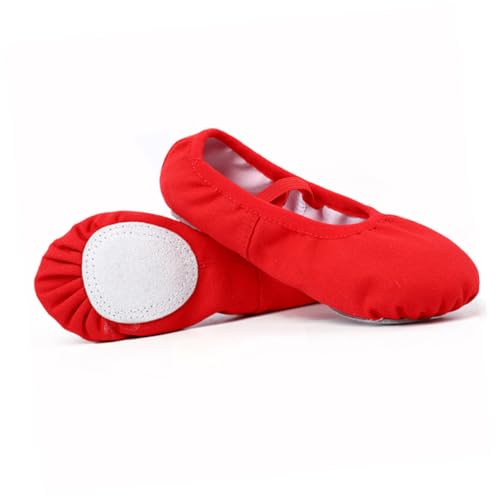 Beaupretty Zapatillas de Ballet de Blanda para Mujer y Niña Diseño Antideslizante Profesional Banda Elástica para Práctica de Yoga Moderna y Ballet Rojo
