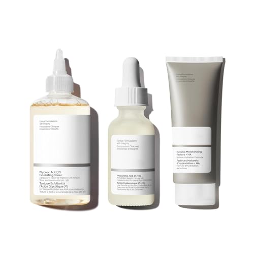 Skin Care Bundle Set, Glycolic Acid 7% Toner 8.1 oz, Hyaluronic A...