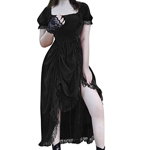 Robe médiévale à manches courtes en dentelle pour femme afin d'incarner votre héroïne rétro