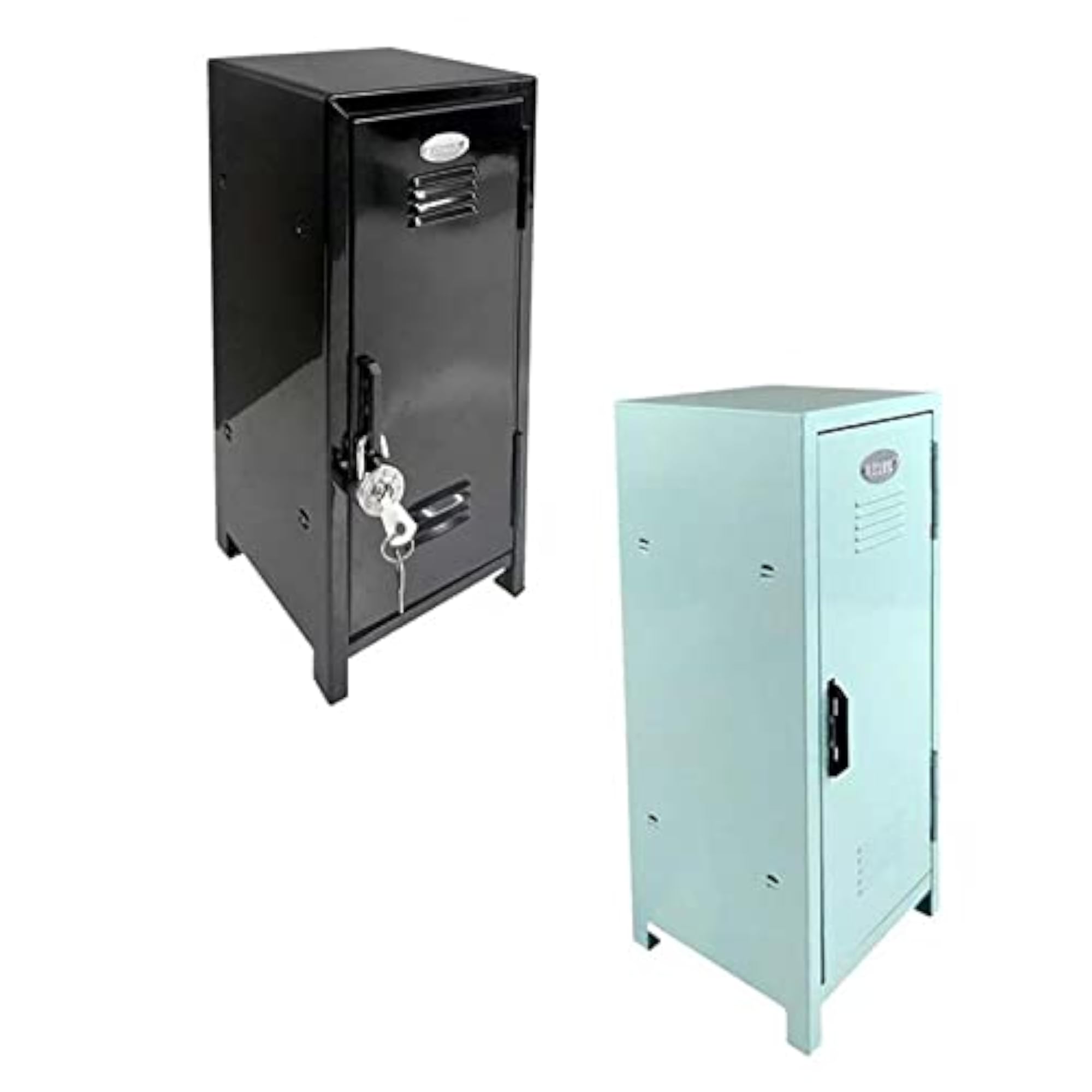 Small Vertical File Makeup Storage Cabinet, Blue and Black