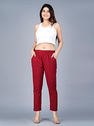 Image of Regular Fit Fully Elastic Waist Ankle Length Premium Cotton Casual Trouser Pant (Combo Pack of 2)