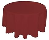 EcoSol Designs - Microfiber Damask Waterproof Stain Resistant Round Tablecloth, Wrinkle-Free, Versatile and Functional Dining Tablecloth, Wine-Color, Foliate Design, 60 inches Diameter