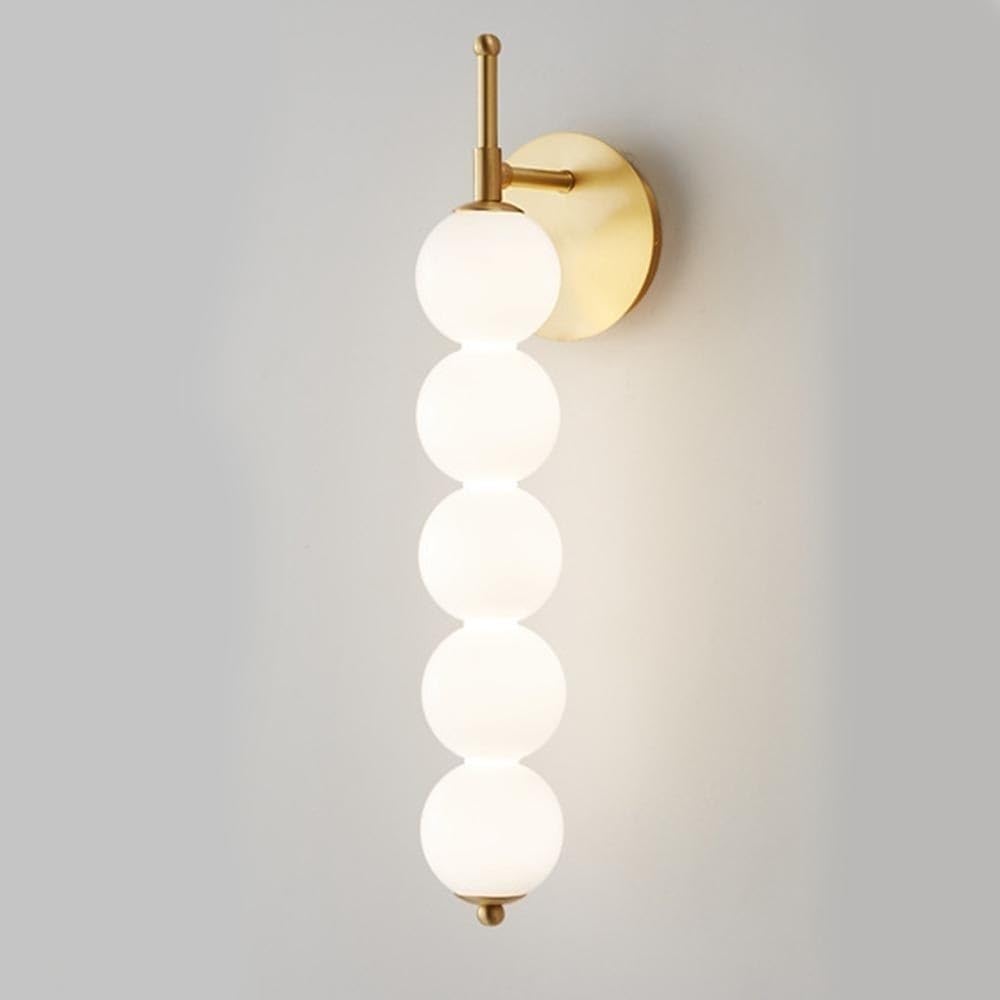Feitengda Gold Mid Century 5-Lights Globe Glass Wall Sconce Modern Brushed Or Black Wall Lamp Indoor Minimalist Decor Wall Light Fixture For Bedroom Living Room Hallway(Gold)