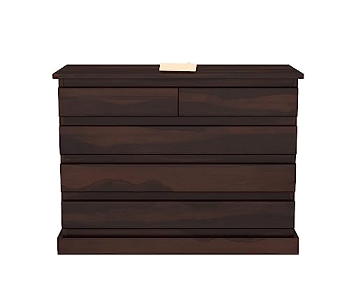 Image of Sheesham Wooden Chest of Drawers for Living Room with 5 Drawer - Solid Wood Chest of Drawers Wooden Drawer Cabinet Chest of Drawer for Bedroom Storage Cabinet (Elijah)