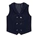 ranrann Gilet da Bambino Elegante Gilet Classico Formale per Feste e Festival Gilet da Cerimonia Casual da Matrimonio con Bottoni Panciotto Ragazzo Vest Blu scuro A 10 anni