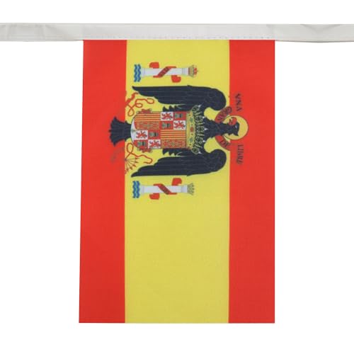 Image of Spain under Franco 1945-1977 6 meters BUNTING Flag 20 flags 9'' x 6'' - Francoist Spanish STRING flags 15 x 21 cm - AZ FLAG
