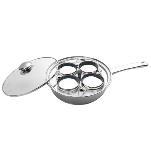 Sartén antiadherente de huevos - Cocedor de huevos con hornillo, hervidor de huevos integrado | Sartén para carne con hervidor de huevos, utensilio de cocina para huevos, olla para huevos camisa para